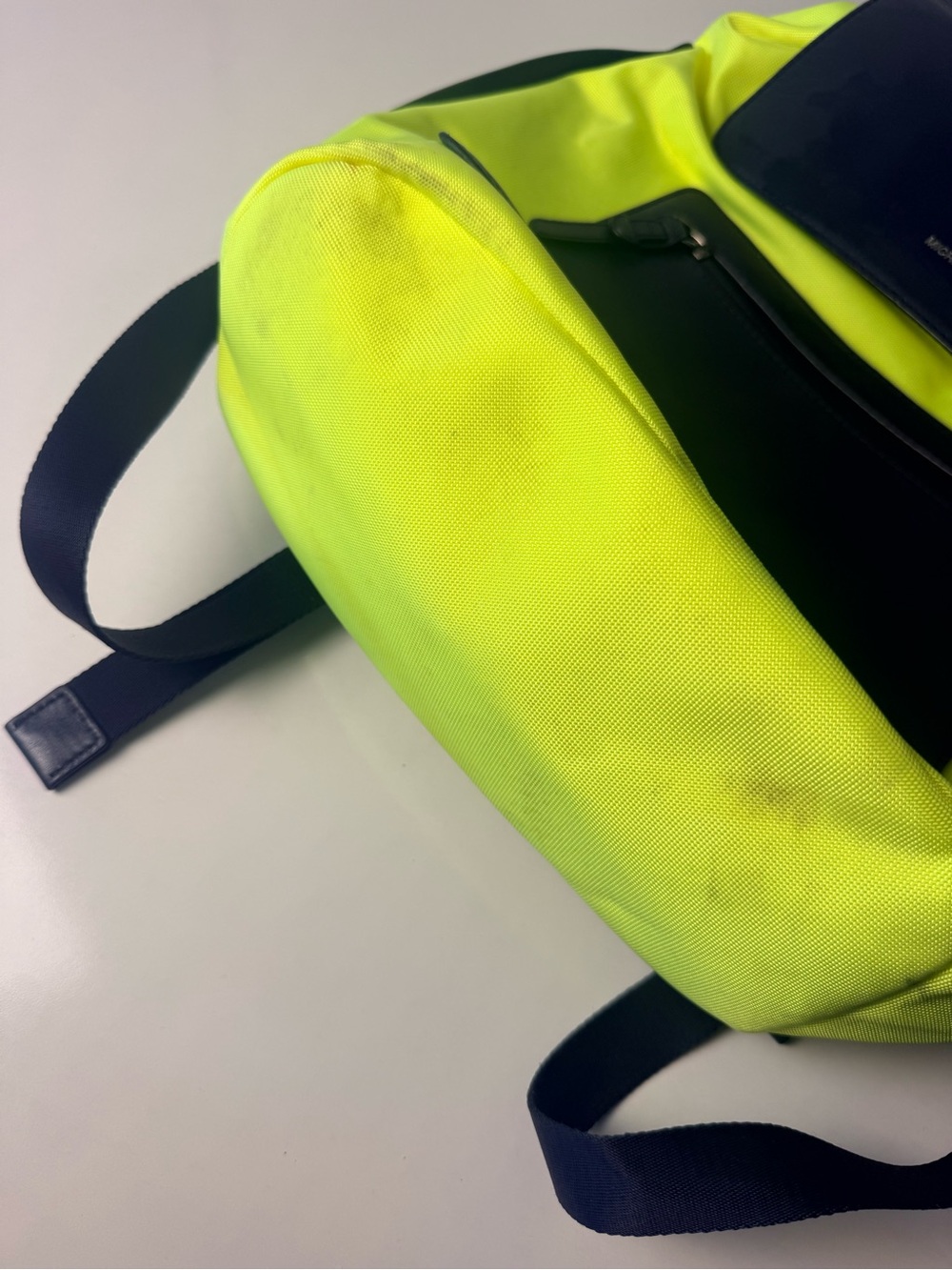 Michael Kors RARE Neon Yellow & Black Leather-Trim Brooklyn Backpack - Picture 5 of 9